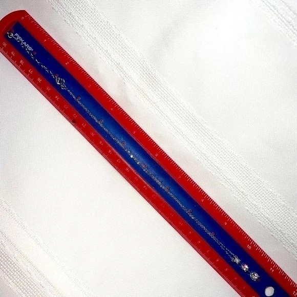 .925 Sterling Silver Three Stone CZ Prong Set 16” with 2" extender‎ NWOT - Picture 3 of 5